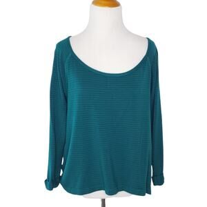 Beyond Yoga Striped Sweatshirt Green Modal Stretch Scoop Medium